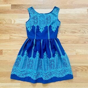 Up by Ultra Pink Navy Blue Fit and Flare Dress XS